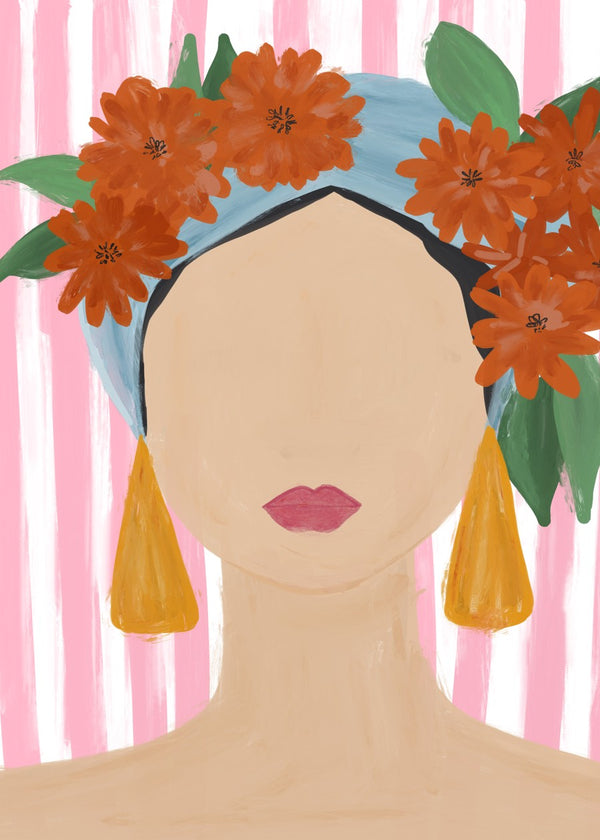 Boho Floral Portrait Art