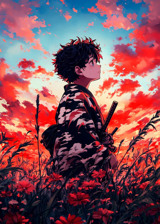 Crimson Sunset Anime Swordboy