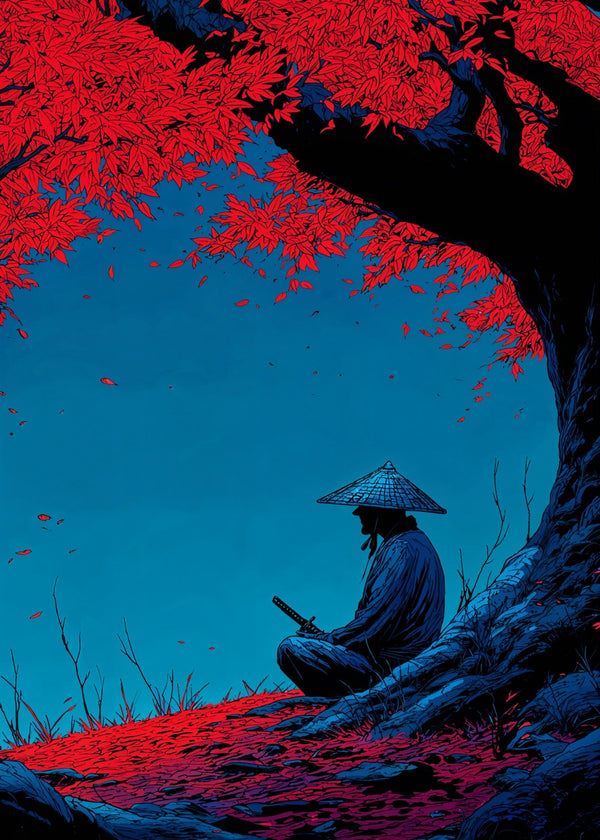Samurai Under Crimson Maple