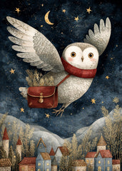 Owl Over Starry Village