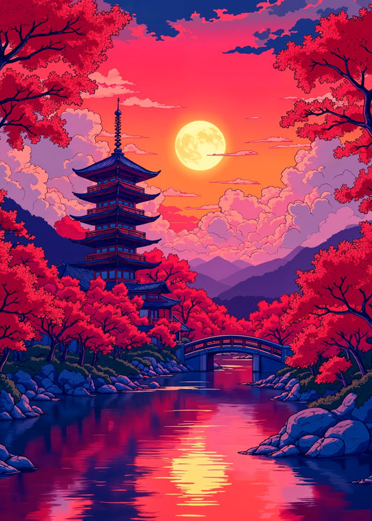 Crimson Twilight over Pagoda