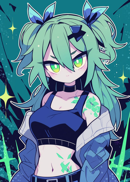 Anime Girl with Green Hair