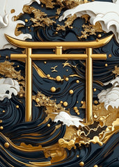 Golden Torii Gate Great Wave
