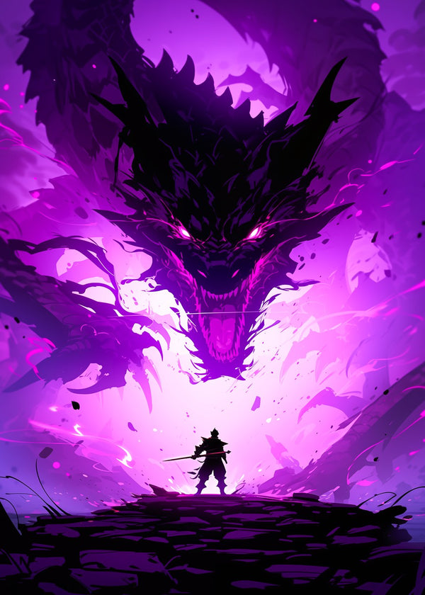 Purple Dragon with Warrior
