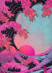 Great Kanagawa wave in pink style