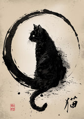 Cat Japanese ink style