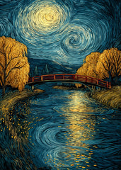 Starry Night River Bridge