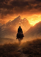 Lone Rider at Sunset