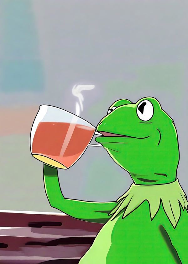 Kermit the Frog drinks tea