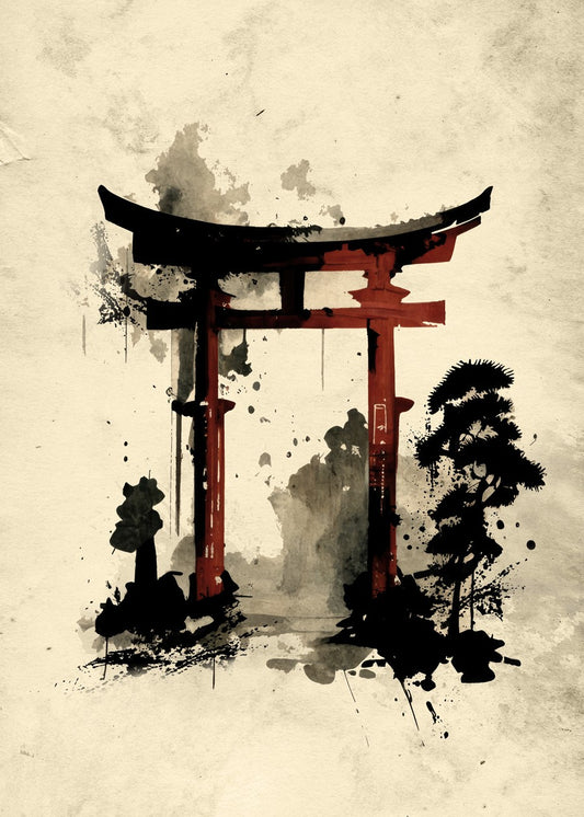 Torii japan sumi e
