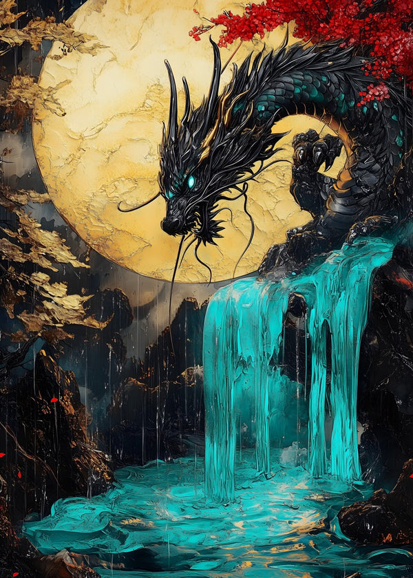Dragon's Moonlit Cascade