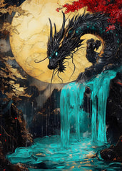Dragon's Moonlit Cascade