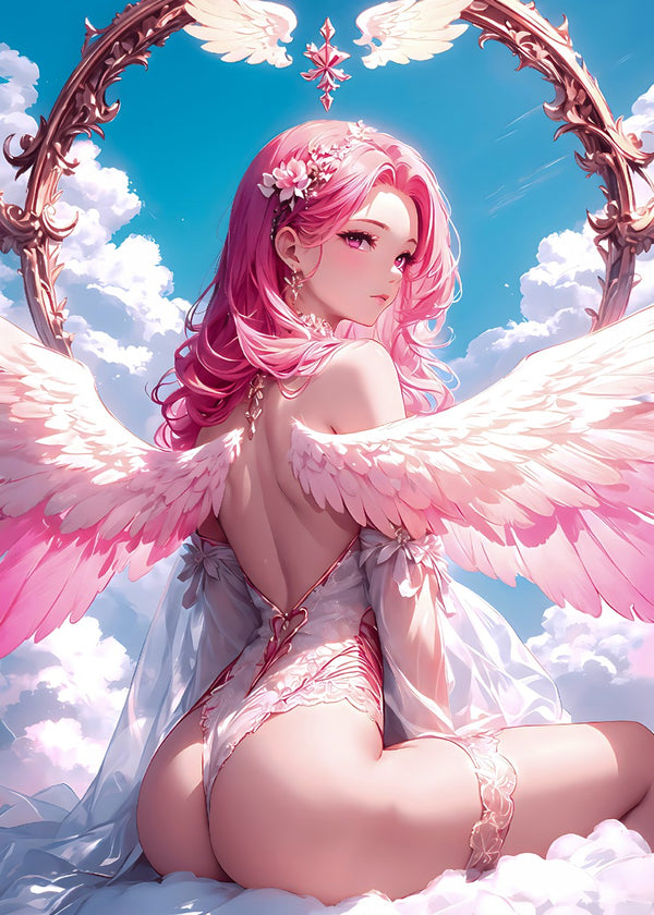 Pink Angel in Clouds