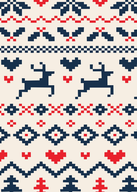 Pixel Reindeer Folk Pattern