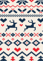 Pixel Reindeer Folk Pattern