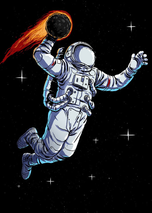 Astronaut throwing a fire ball