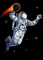 Astronaut throwing a fire ball