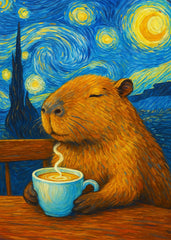 Capybara Coffee Starry Night