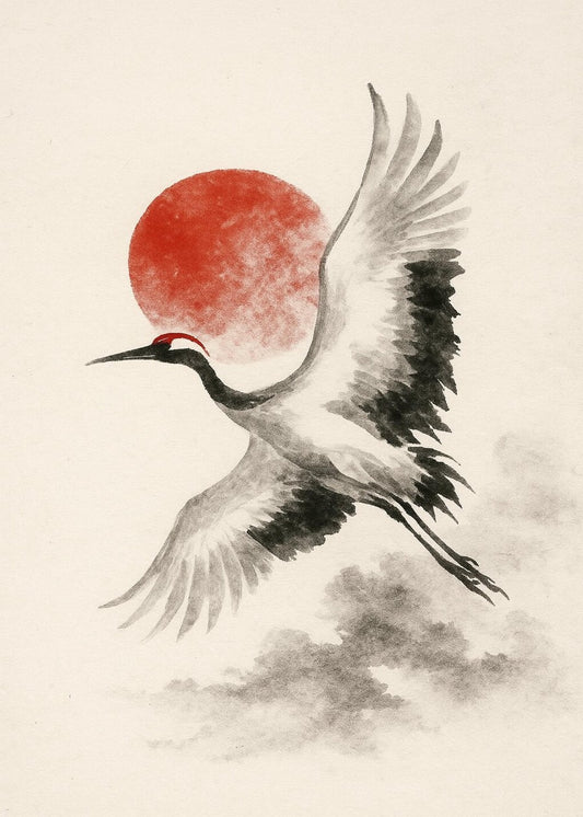 Japanese crane flying art