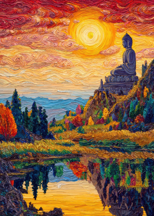 A Buddha Sits Atop a Mountain