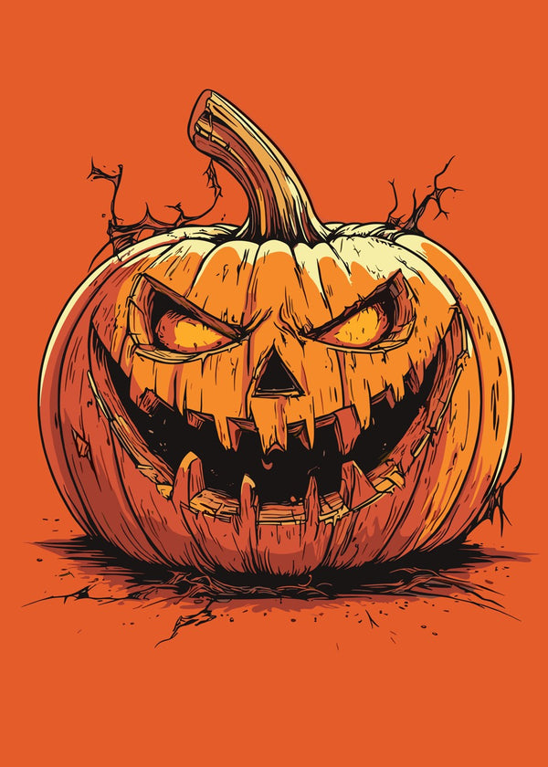 Menacing Pumpkin on Orange