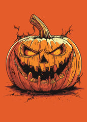 Menacing Pumpkin on Orange