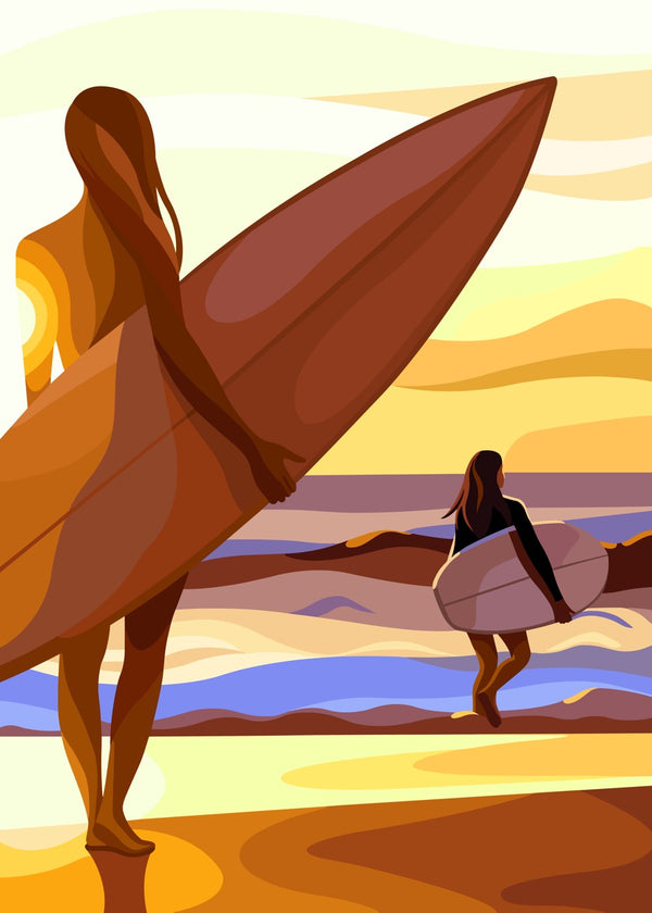 Sunset Surfers on the Coast