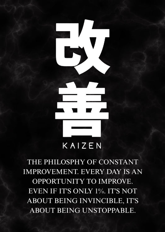 Kaizen The Philosophy of constant improvement black background