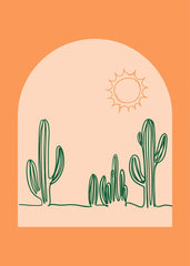 Minimal Desert Cactus Line Art