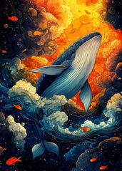 Whale in Dreamlike Ocean