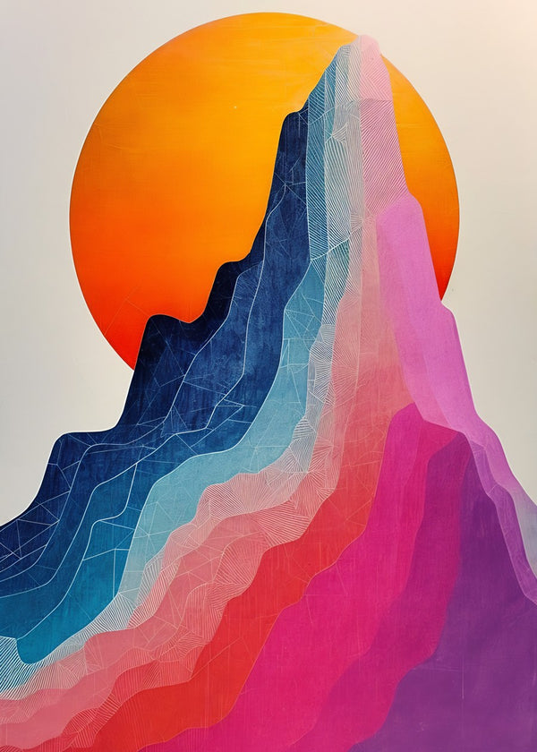 Vibrant Abstract Mountain Sun