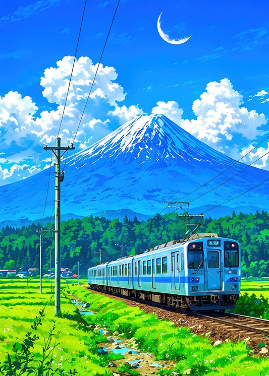 Train by Mount Fuji