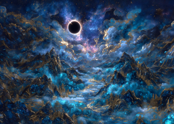 Celestial Peaks and Eclipsed Sky