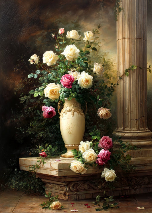 White Roses in Vase