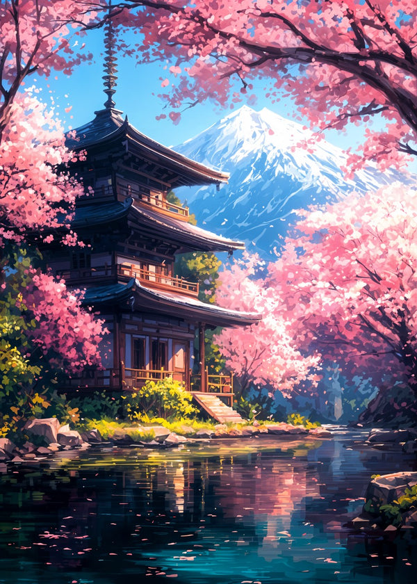 Cherry Blossom Temple View