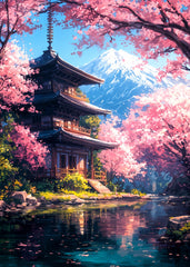 Cherry Blossom Temple View