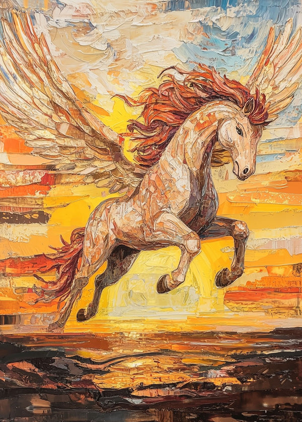 Pegasus in Flight Impasto
