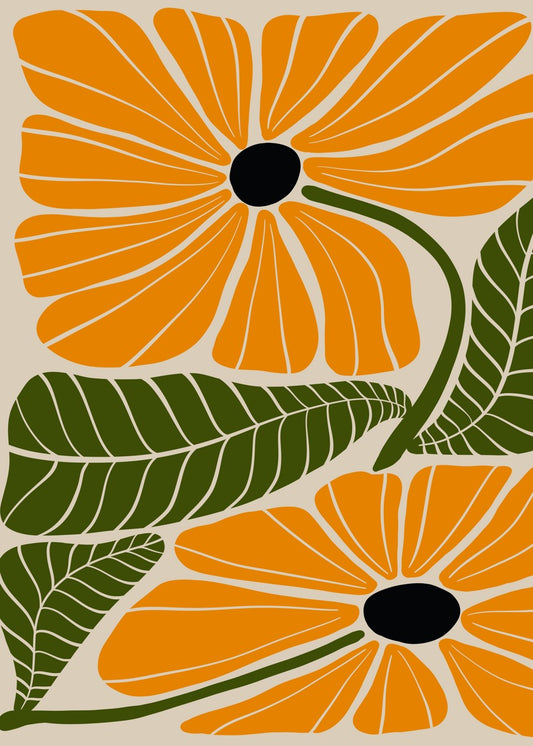 Orange Daisy Leaf Abstract