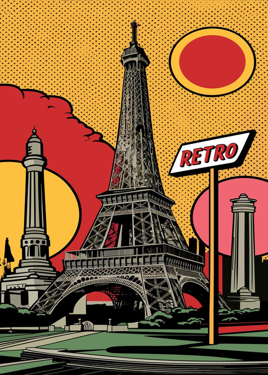 Eifel Tower Paris Retro art