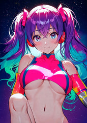 Sexy Anime Girl with Purple Ha