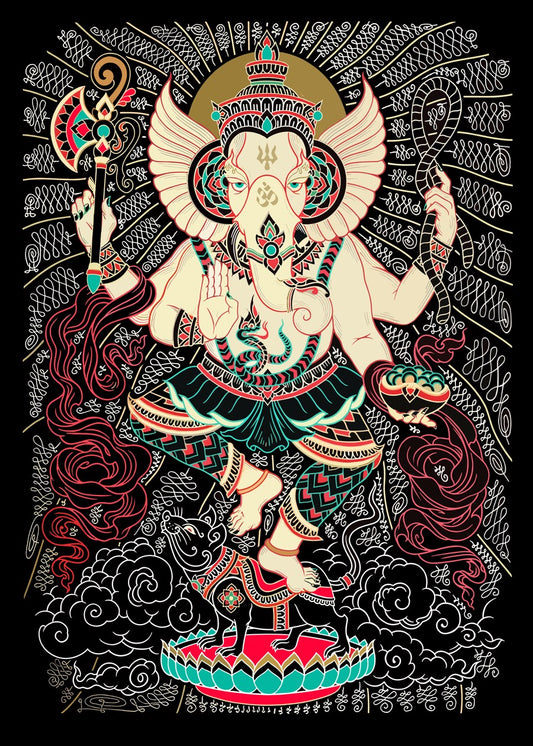 Abstract Floral Ganesha