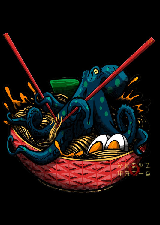 Japanese Aesthetic Ramen Squid