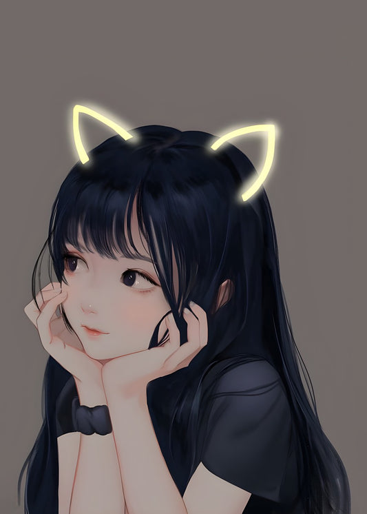 Cute black hair anime girl