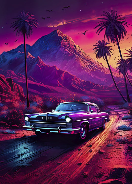 Synthwave aesthetic sport car 