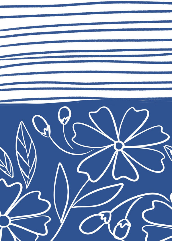 Blue Floral Stripe Pattern