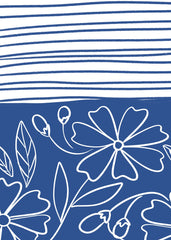 Blue Floral Stripe Pattern