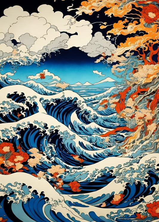 Ukiyo-e Style Ocean Waves