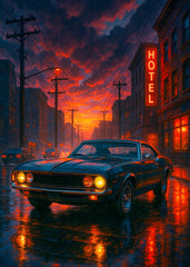 Classic Muscle Car at Dusk 