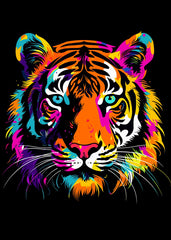 Tiger in colorful prints