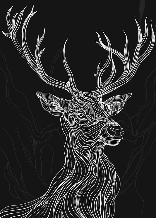 Majestic Deer in Fine Lines
